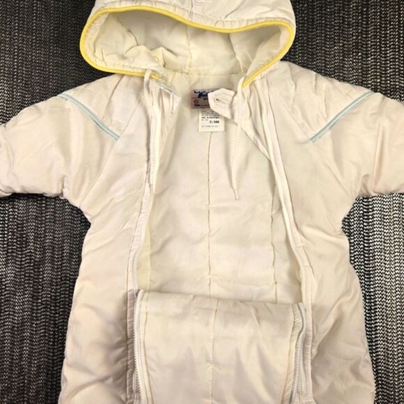 Vintage Infant's Snow Suit 9 Months Weather Tamer Zip Up Mittens White USA Made - Picture 6 of 10